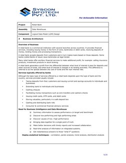 For Actionable Information 
 
 
5/25 
 
Project 
Retail Bank 
Assembly 
Data Warehouse 
Component 
Logical Data Model (LDM)