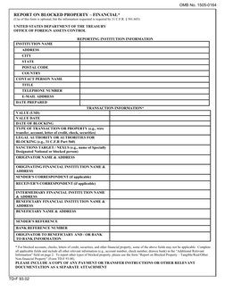 OMB No. 1505-0164 
 
TD-F 93.02 
 
REPORT ON BLOCKED PROPERTY – FINANCIAL*  
 
 
 
       
 
(Use of this form is optional, b