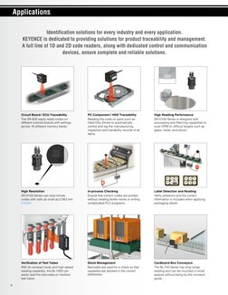 Applications
4
PC Component / HDD Traceability
Reading the code on parts such as 
Hard Disc Drives to automatically 
control