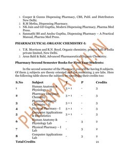 B. Pharmacy First Year Books List | PDF | Pharmacy | Medicinal Chemistry