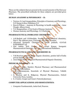 B. Pharmacy First Year Books List | PDF | Pharmacy | Medicinal Chemistry