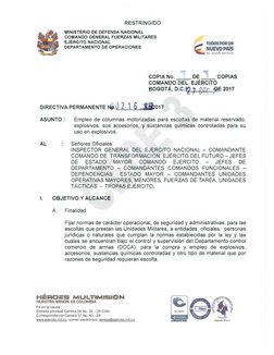 RESTRINGIDO
MINISTERIO  DE  DEFENSA NACIONAL
COMANDO GENERAL FUERZAS MILITARES
EJÉRCITO NACIONAL
DEPARTAMENTO DE OPERACIONES