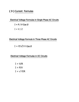 Basic Electrical Engineering Formulas | PDF