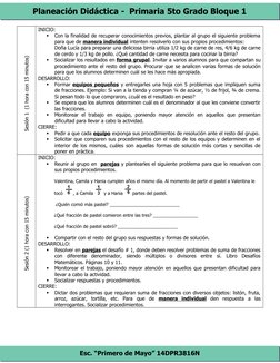 Planeación Didáctica -  Primaria 5to Grado Bloque 1
Esc. “Primero de Mayo” 14DPR3816N
Sesión 1  (1 hora con 15 minutos)
INICI
