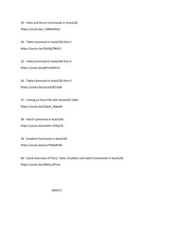 33 - Helix and Donut Commands in AutoCAD 
https://youtu.be/_Yd6BclHSsU 
 
34 - Table Command in AutoCAD Part-1 
https://youtu