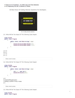 ☛ Check out 15 C# Questions – For, While Loops and If Else Statements (https://www.techbeamers.com/c-sharp-questions-for-whil