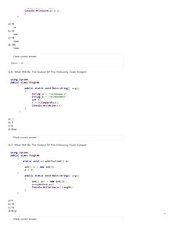 a) 10  
        10  
b) 10  
        100  
c) 10  
        1000  
d) 100  
        1000
Q-6. What Will Be The Output Of The F