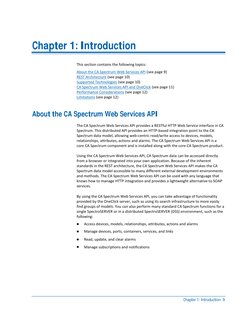 Chapter 1: Introduction  9  
 
Chapter 1: Introduction 
 
This section contains the following topics: 
About the CA Spectru
