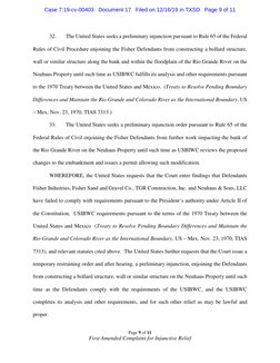 Page 9 of 11 
First Amended Complaint for Injunctive Relief 
 
 
32. 
The United States seeks a preliminary injunction pursua