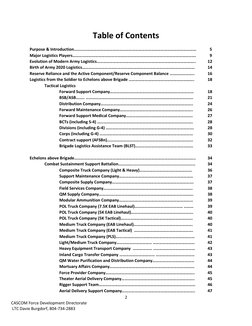 2 
CASCOM Force Development Directorate 
 LTC Davie Burgdorf, 804-734-2883 
Table of Contents 
Purpose & Introduction……………………