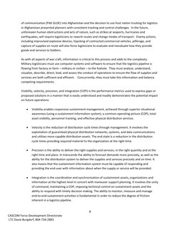 8 
CASCOM Force Development Directorate 
 LTC Davie Burgdorf, 804-734-2883 
of communication (PAK GLOC) into Afghanistan and