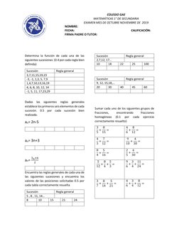 COLEGIO GAE 
MATEMÁTICAS 1° DE SECUNDARIA 
EXAMEN MES DE OCTUBRE NOVIEMBRE DE  2019 
NOMBRE: 
FECHA: