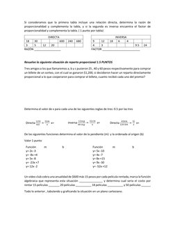 Si consideramos que la primera tabla incluye una relación directa, determina la razón de 
proporcionalidad y complementa la t