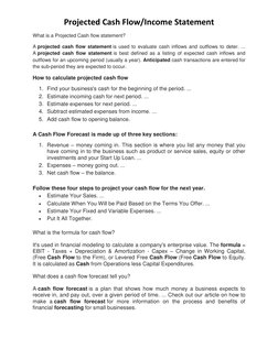 Projected Cash Flow Statement Guide | PDF | Cash Flow Statement ...