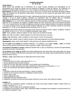 LA ESPOSA EXCELENTE 
(Pr. 31:10-20) 
Fondo histórico. 
10-31 Parece más probable que la descripción de la mujer virtuosa cons