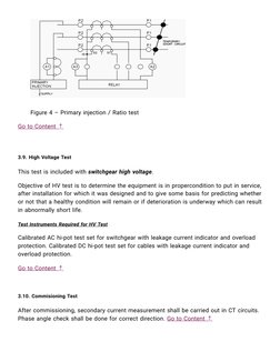 Figure 4 – Primary injection / Ratio test
Go to Content ↑
3.9. High Voltage Test
This test is included with switchgear high v