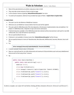 7
Waits in Selenium (Notes By – Vaibhav Mhaskar)
Most of the web elements are written using Java scri