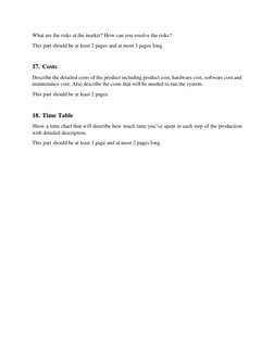 What are the risks at the market? How can you resolve the risks? 
This part should be at least 2 pages and at most 3 pages lo