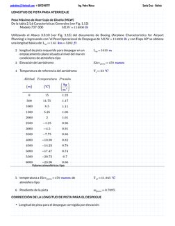 pedrohmc@hotmail.com +59172461777
Ing. Pedro Marza
Santa Cruz - Bolivia 
LONGITUD DE PISTA PARA ATERRIZAJE
Peso Máximo de Ate