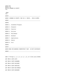 @ECHO OFF
@color e0
@title WINDOWS 10 SCRIPT
CLS
:MENU
CLS
@ECHO ______________________________________________________
@ECHO