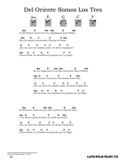 20
Luna Roja Music Co.
Del Oriente Somos Los Tres
Am            E             Am   Am            E            Am   
1. Del Or
