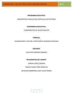2 
ELABORACIÓN Y USO DEL FERTILIZANTE ORGANICO BOCASHI 
2015