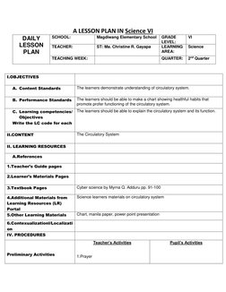 A LESSON PLAN IN Science VI 
DAILY 
LESSON 
PLAN 
SCHOOL: 
Magdiwang Elementary School 
GRADE 
LEVEL: 
VI 
TEACHER: 
ST: Ma.