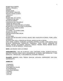 BOGBO IGUI FUERTE.
MARFIL ( PEDAZO ).
PULPOS.
BOGBO ASHE.
EWE OROÑI Y MALVATE.
RAIZ DE TODAS CLASES.
1 AZULEJO.
BORAX.
BOGBO