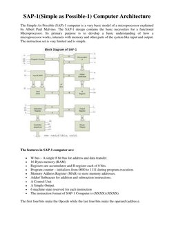 SAP-1 Computer Architecture Overview | PDF | Random Access Memory ...