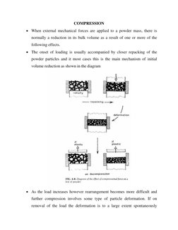 COMPRESSION 
 When external mechanical forces are applied to a powder mass, there is 
normally a reduction in its bulk volum