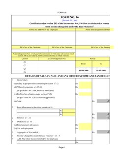 Form 16 Pattern Downloadable Form 16 Formats | PDF | Employee Benefits | Payments