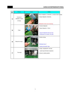 CARGA DE REFRIGERANTE R600a
NO.
΄·ʹ͑ΡΣΠΔΖΤΤ
ͺΞΒΘΖ
͵ΖΥΒΚΝΤ
1.Poner el adaptador  al contenedor  y conectar al tubo de carga.
2