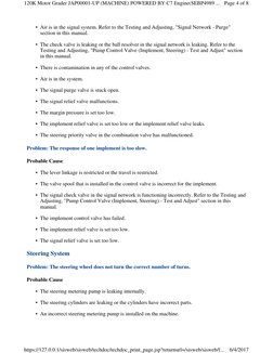 Air is in the signal system. Refer to the Testing and Adjusting, "Signal Network - Purge"
section in this manual.
•
The check