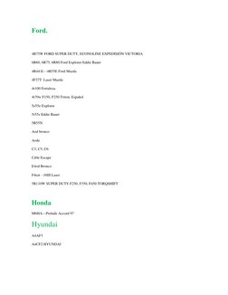 Ford. 
 
4R75W FORD SUPER DUTY, ECONOLINE EXPEDISIÓN VICTORIA 
6R60, 6R75, 6R80 Ford Explorer Eddie Bauer 
4R44-E—4R55E Ford