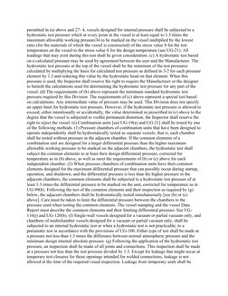 permitted in (a) above and 27- 4, vessels designed for internal pressure shall be subjected to a 
hydrostatic test pressure w