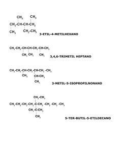   3-ETIL-4-METILHEXANO 
 
 
3,4,6-TRIMETIL HEPTANO 
 
 
3-METIL-5-ISOPROPILNONANO 
 
 
5-TER-BUTIL-5-ETILDECANO 
 
 
