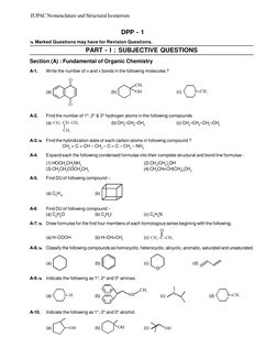 IUPAC Nomenclature and Structural Isomerism
 Marked Questions may have for Revision Questions.
PART - I : SUBJECTIVE QUESTI