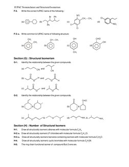 IUPAC Nomenclature and Structural Isomerism
F-2.
Write the correct IUPAC name of the following :
(a) 
    (b) 
(c) 
(d) 
F-3
