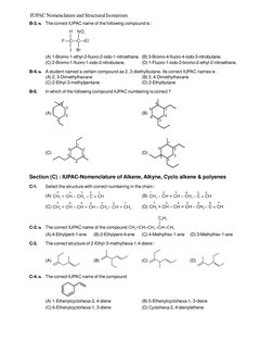 IUPAC Nomenclature and Structural Isomerism
B-3.
The correct IUPAC name of the following compound is :
(A) 1-Bromo-1-ethyl-