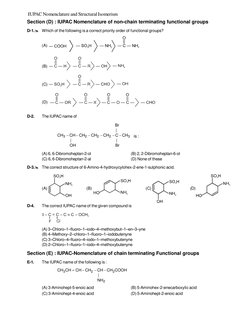 IUPAC Nomenclature and Structural Isomerism
Section (D) : IUPAC Nomenclature of non-chain terminating functional groups
D-1.