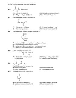 IUPAC Nomenclature and Structural Isomerism
E-2.
 is named as :
(A) 2, 3-Dimethylenebutanal
(B) 3-Methyl-2-methylenebut-3-e