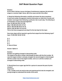 SAP Model Question Paper 
 
Solution: 
As Air India is facing a severe shortage of maintenance engineers the technical 
sna