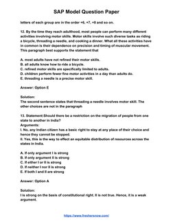 SAP Model Question Paper 
letters of each group are in the order +6, +7, +8 and so on. 
 
12. By the time they reach adulth