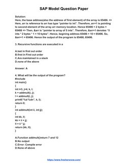 SAP Model Question Paper 
Solution:  
Here, the base address(also the address of first element) of the array is 65486. =>