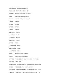 HUF76629D3S   BLOCO DE BICOS DIESEL
MLP2N06CL     TRANSISTOR DE BICO 1G7
9398588       MOSFET BOBINA MULTEC HSFI 2.3
UMX1