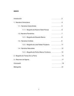 3 
 
INDICE 
 
Introducción                                                                          …………………2 
1.- Narrativ