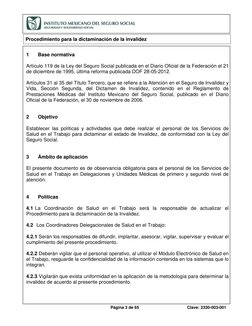 Procedimiento para la dictaminación de la invalidez