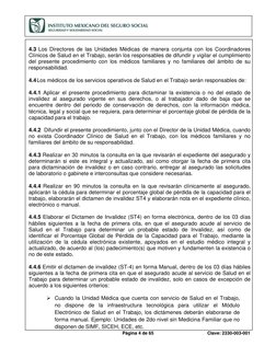 Página 4 de 65 
 
Clave: 2330-003-001
 
 
 
4.3 Los Directores de las Unidades Médicas de manera conjunta con