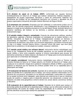 Página 8 de 65 
 
Clave: 2330-003-001
 
 
 
5.14 división de salud en el trabajo (DIST): conformada por equip