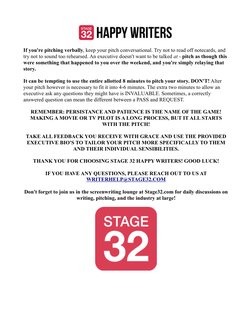 If you're pitching verbally, keep your pitch conversational. Try not to read off notecards, and 
try not to sound too rehears